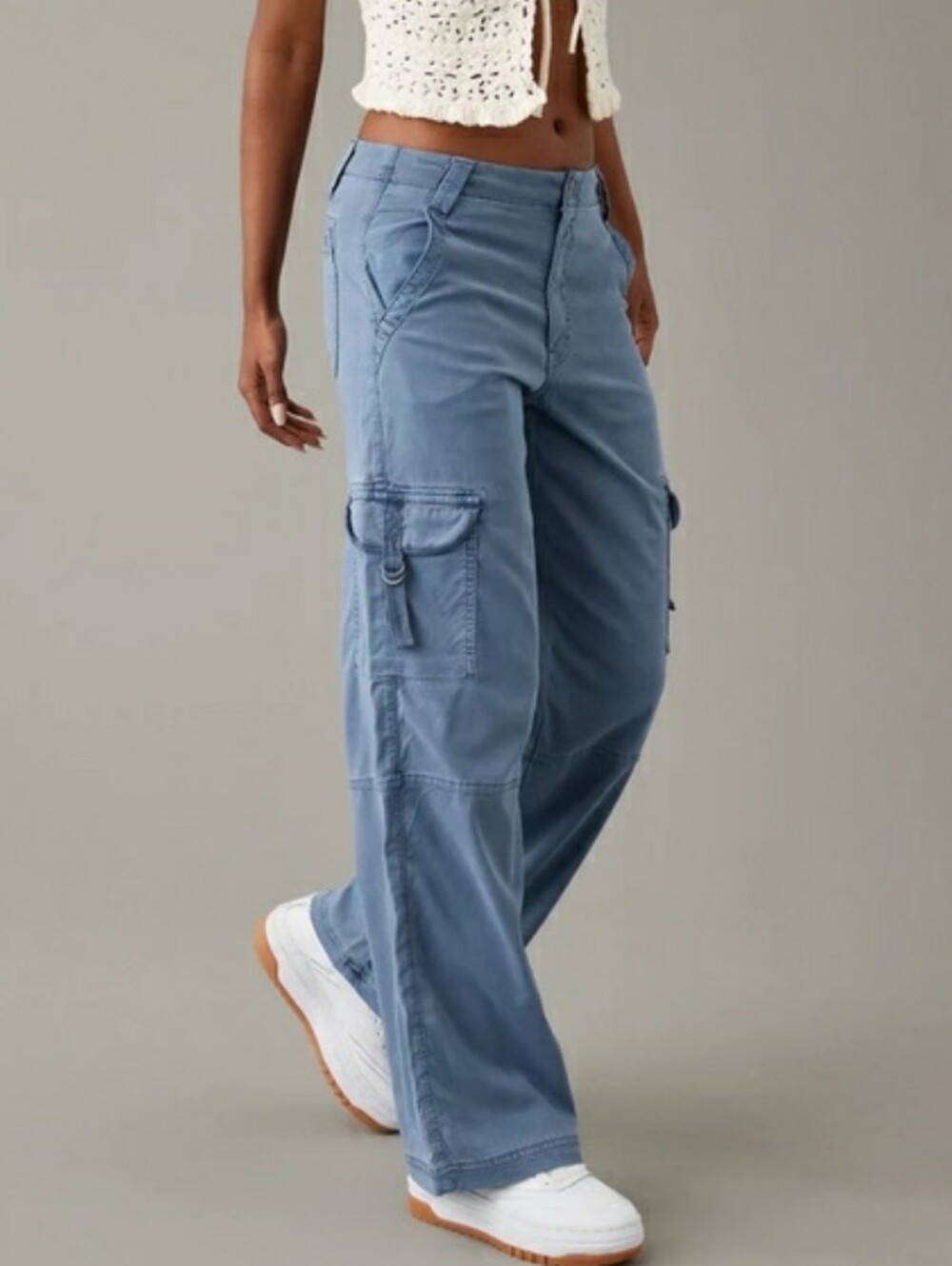 American Eagle Dreamy Drape Super High Waisted Baggy Wide Leg Cargo Pants